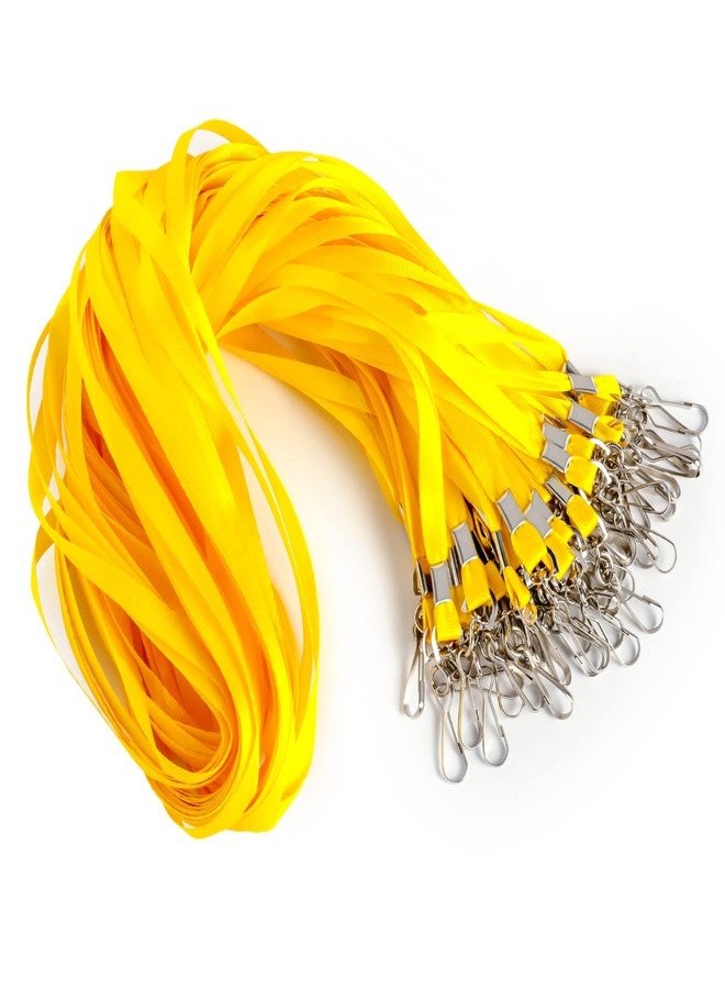 LOCONHA 50 Pack Yellow lanyards Lanyards for Id Badges Lanyards Safety Badge Lanyard 18" with Swivel Hook (50, Yellow) - Image 1