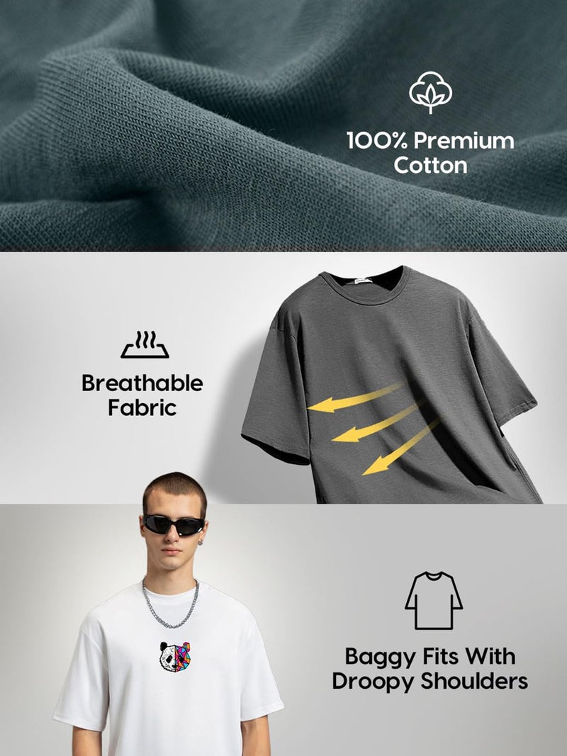 Bewakoof Official Marvel Merchandise Venom Men's Graphic Print Oversized Fit Half Sleeve Round Neck Cotton T-Shirt_645974_Blue_L - Image 2