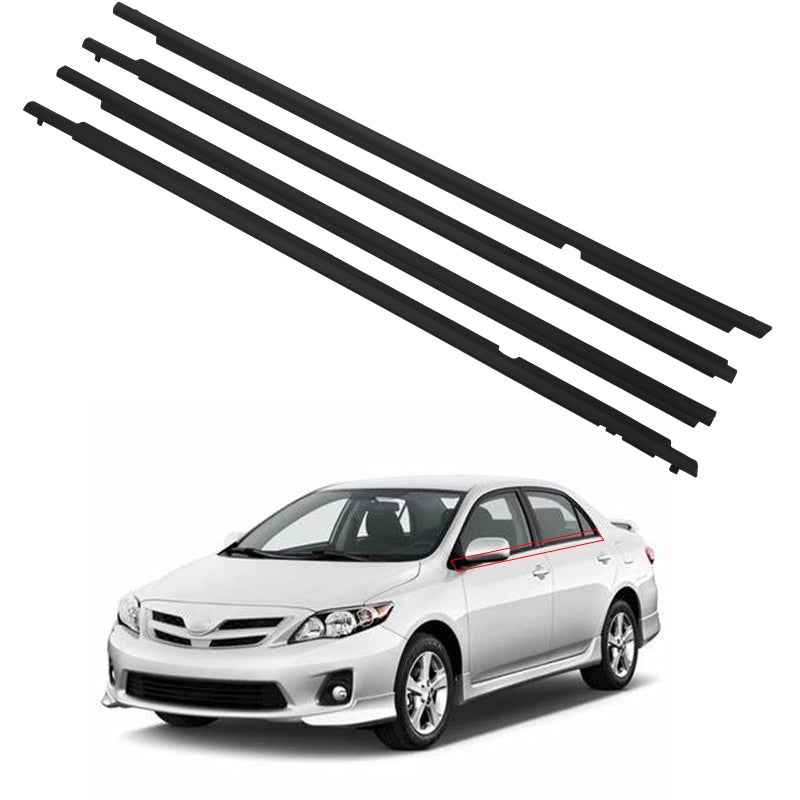 ZONFANT 4 Pcs Black Car Outer Door Window Moulding Trim Weatherstrip Seal Belt Compatible with 2009-2013 Corolla, Replace#75710-02210 75720-02210 75730-02190 75740-02190 - Image 1