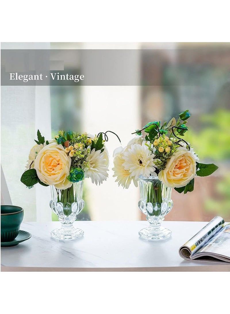 مزهريات زجاجية صغيرة للقطع المركزية مزهرية كومبوت شفافة كريستالية عتيقة ديكور مزهرية زهور على شكل بوق مزهريات برعم للزهور وطاولة الزفاف وديكورات المنزل - Image 5