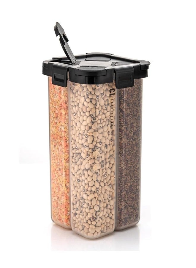 Craftlayout 4 Section Storage Container 2000 ML | 4 in 1 Airtight Food Grain Storage Dispenser | Multi Compartment Container for Rice, Lentils, Beans & Cereals | BPA-Free Kitchen Organizer with Lid - Image 1