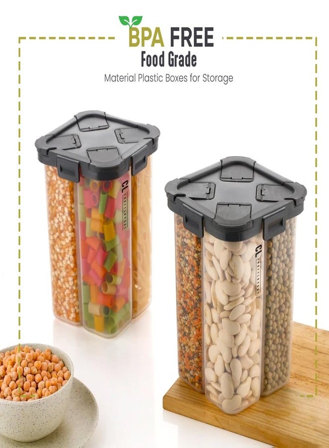 Craftlayout 4 Section Storage Container 2000 ML | 4 in 1 Airtight Food Grain Storage Dispenser | Multi Compartment Container for Rice, Lentils, Beans & Cereals | BPA-Free Kitchen Organizer with Lid - Image 5