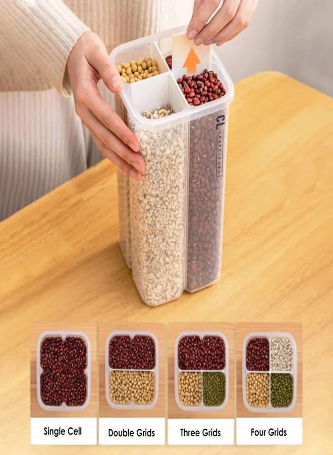 Craftlayout 4 Section Storage Container 2000 ML | 4 in 1 Airtight Food Grain Storage Dispenser | Multi Compartment Container for Rice, Lentils, Beans & Cereals | BPA-Free Kitchen Organizer with Lid - Image 3