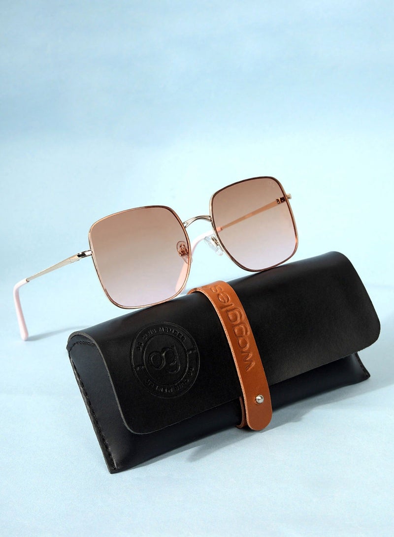 ووجلز أحدث نظارات شمسية مربعة واقية من الأشعة فوق البنفسجية بلون الخوخ للرجال والنساء - Image 1