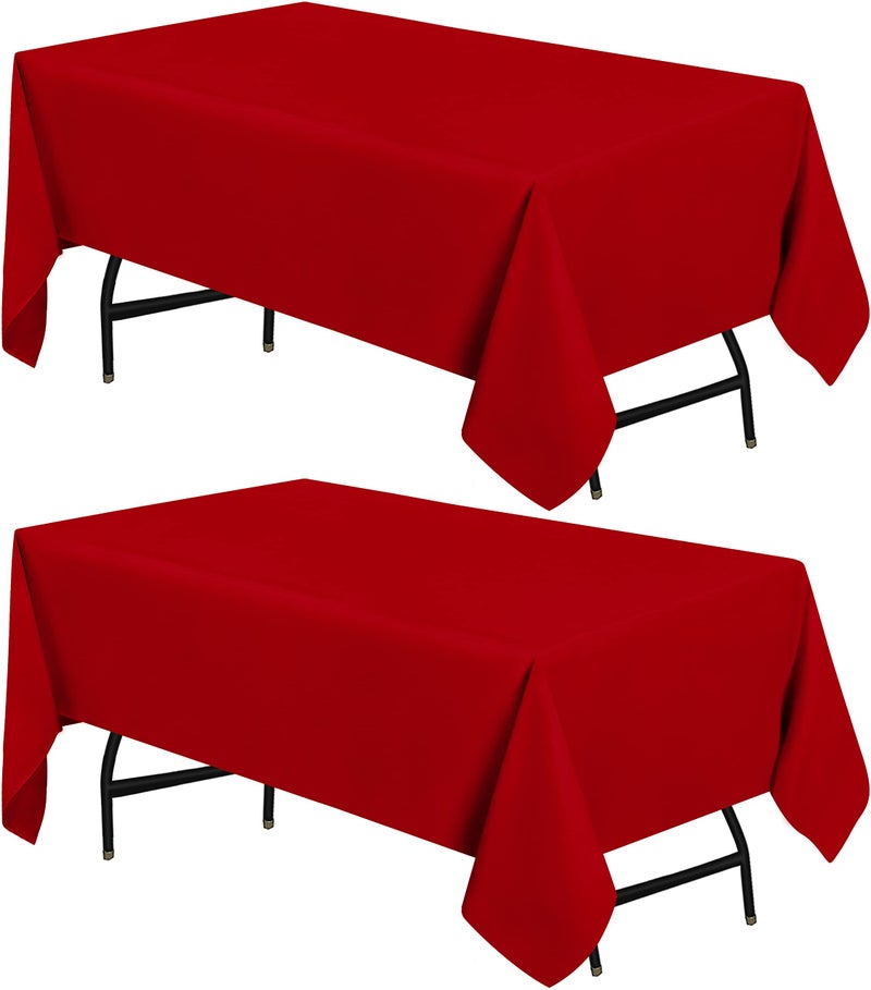 Utopia Kitchen Rectangle Table Cloth 2 Pack [60x84 Inches  Red] Tablecloth Machine Washable Fabric Polyester Table Cover for Dining  Buffet Parties  Picnic  Events  Weddings and Restaurants