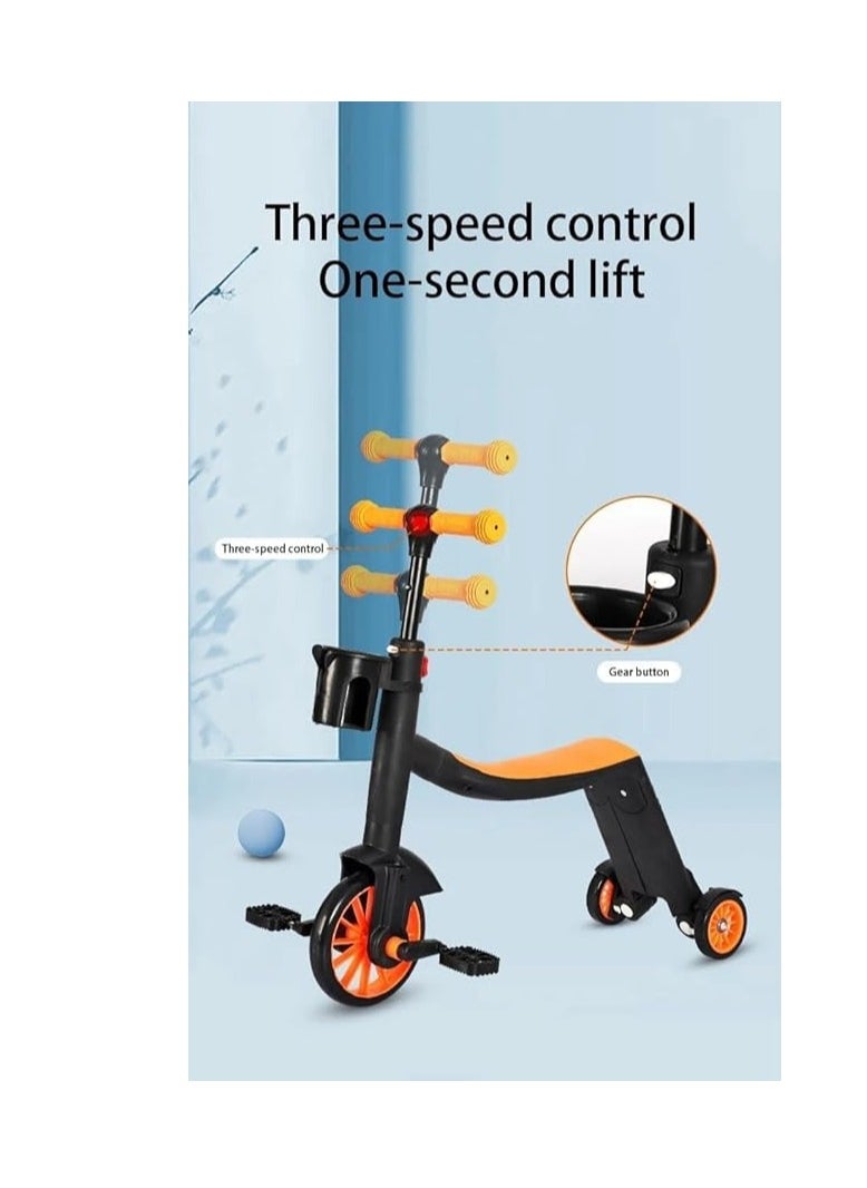 null - Kids Three Wheel Scooter with Anti-Slip Surface, 3 in 1 Tricycle for Toddlers, Riding Toys Scooter (Without Trolley Handle) (Red) - Image 1