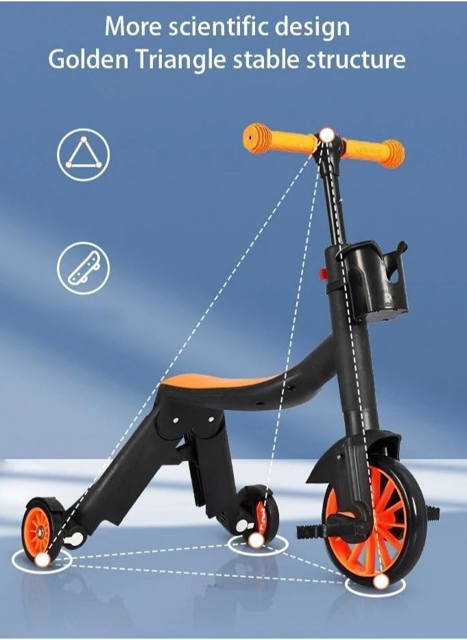 null - Kids Three Wheel Scooter with Anti-Slip Surface, 3 in 1 Tricycle for Toddlers, Riding Toys Scooter (Without Trolley Handle) (Red) - Image 1