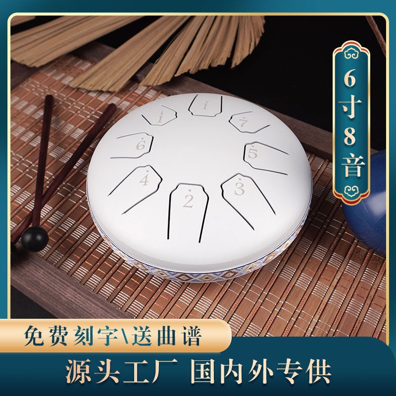 Generic Ethereal Drum 6-Inch 8-Tone Lotus Percussion White 