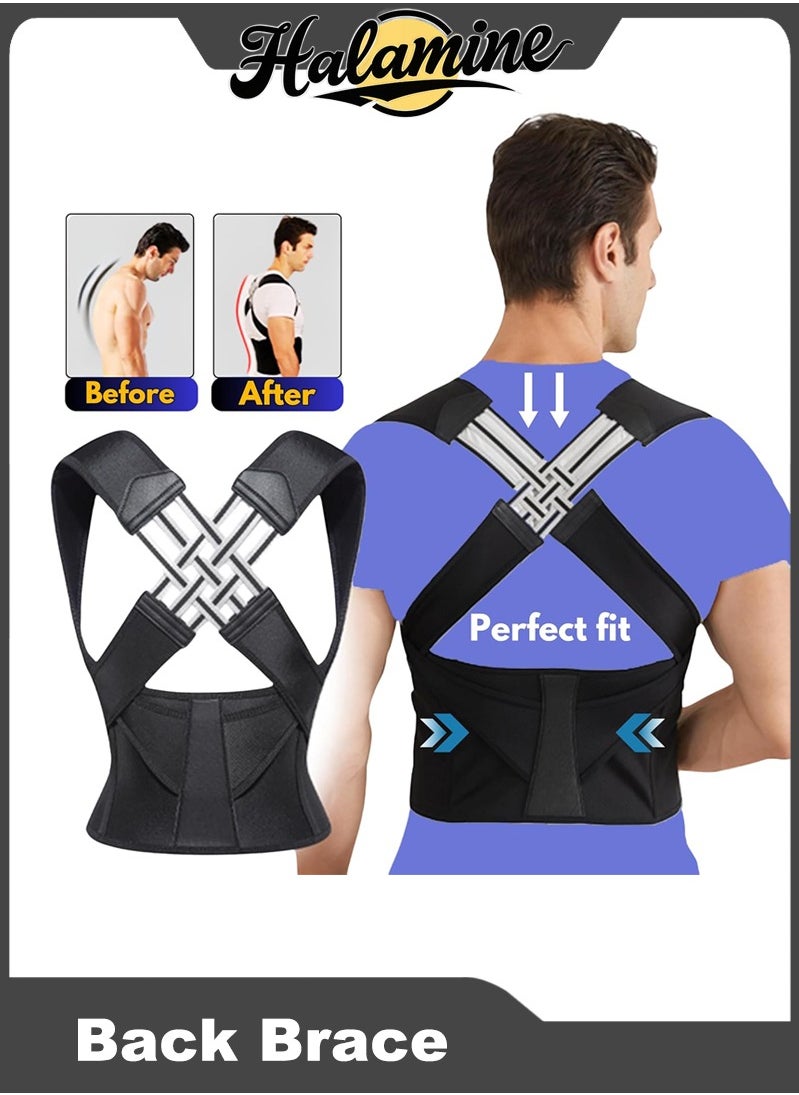 Halamine Back Brace, Posture Corrector for Women and Men, Back Support Straightener, Upper Back Brace Posture Trainer for Body Correction and Neck and Shoulder, Relieves pain, Straightens (XXX-Large)  - Image 1