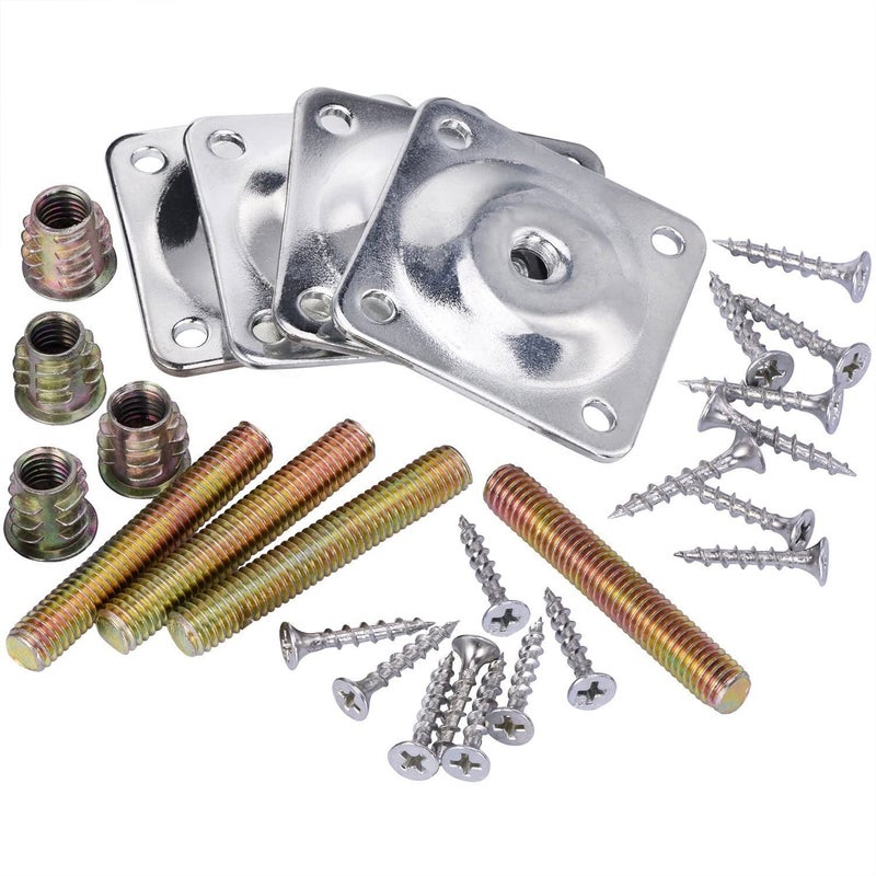 Maricome 4PCS Leg Mounting Plates with Screws for Sofa Couches Tables Furniture Legs Brackets Hardware Attachment Plates Brackets M8 T-Plates - Image 1