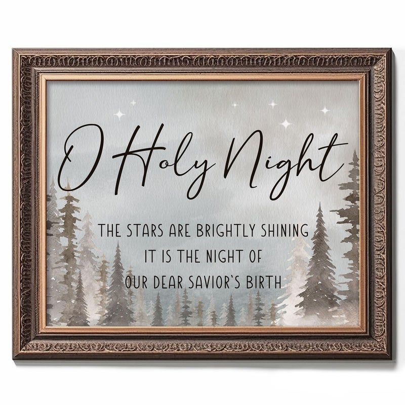 ZEARPT Christmas Decoration  Holy Night Wall Decor  Christmas Wall Art  Christmas Mantel Decor  Farmhouse Christmas  Christmas Night Decor  Holy Night Sign  Rustic Christmas Sign Quality Print - Image 2