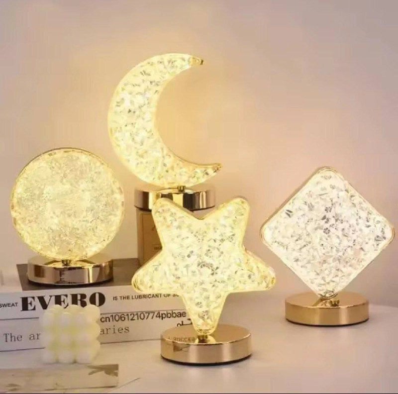 Crystal Star Shaped Night Lamp with Multi-Color Lighting and Gold Base - Image 4