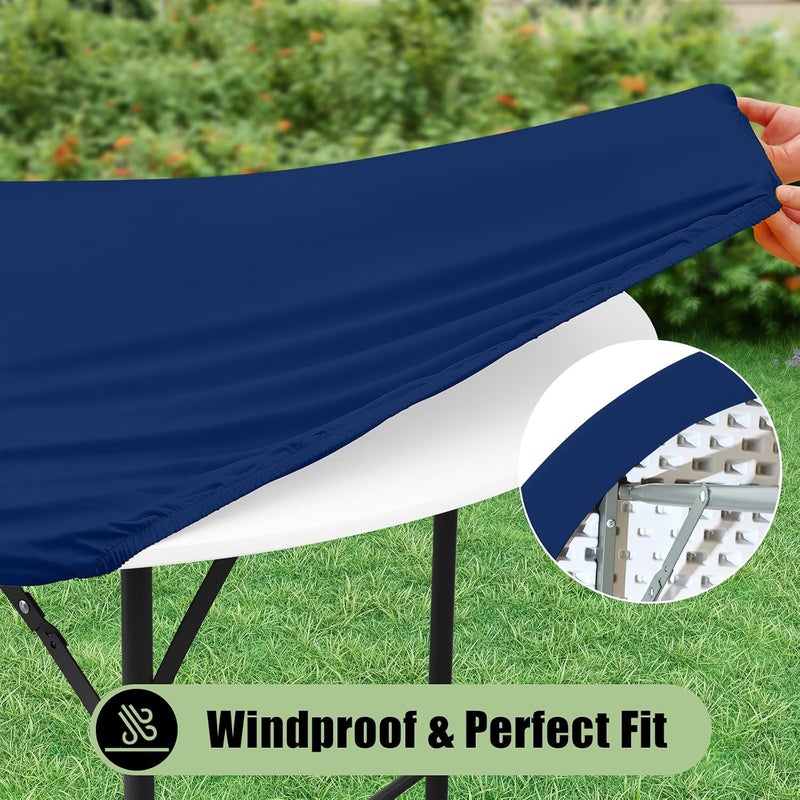 misaya 2 Packs Round Spandex Tablecloths, Stretch Elastic Tablecloth Cover Fitted for 45"-56" Round Tables, Waterproof Polyester Washable Table Cloth for Dining, Party, Outdoor and Indoor, Navy Blue - Image 4