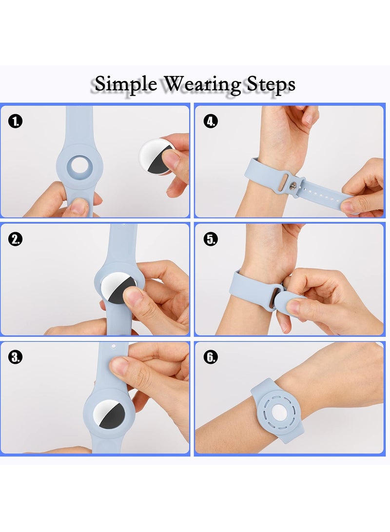 KASTWAVE 4 Pcs Kids Wristband Strap Compatible with Apple Airtag Case Bracelet Strap Watch Band, Silicone Adjustable Anti-Lost Protective Case for air tag GPS Tracker Finder Cover for Kids Children Old Man - Image 4