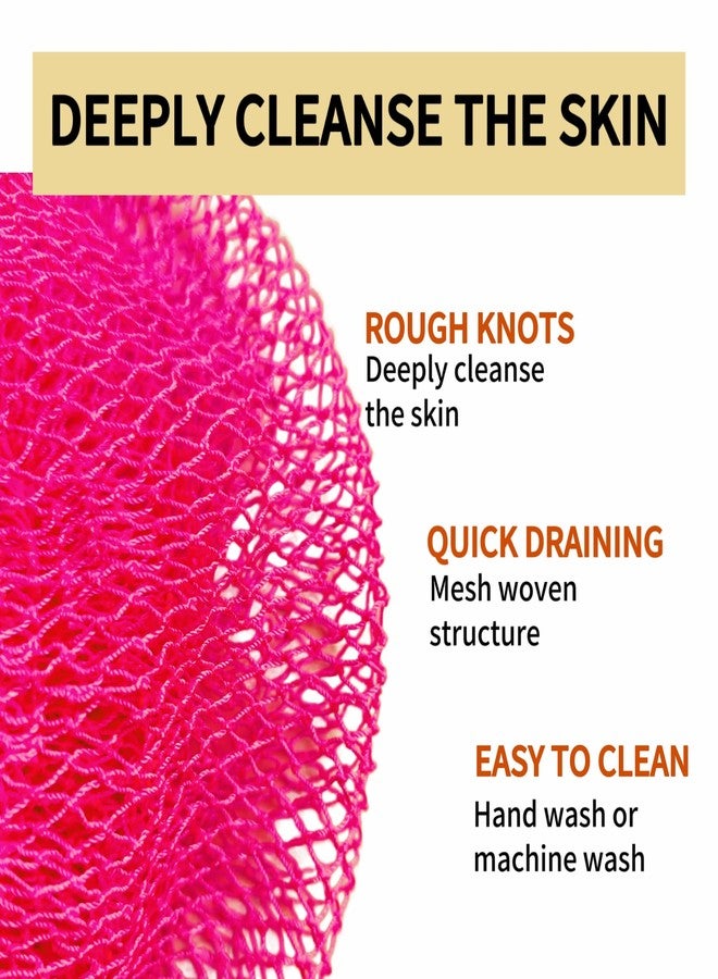 SPMKTBOZAI African Net Sponge Authentic, Loofah Exfoliating Body Scrubber Bath Sponge, African Exfoliating Net Sponge Back Scrubber Washcloth for Shower, Body Care Bathing Accessories (Rose Red) - Image 3