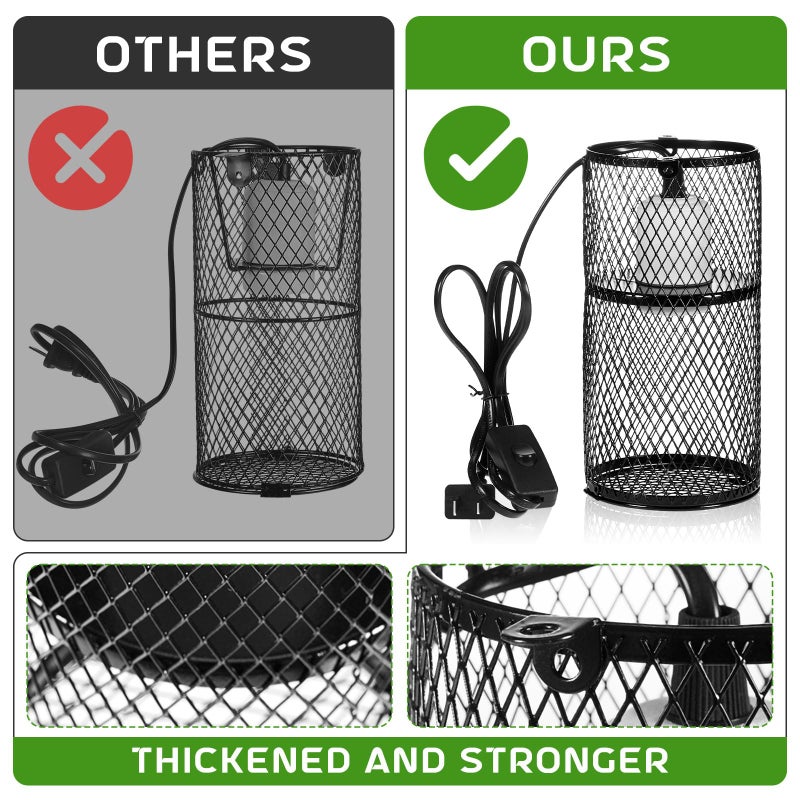 VIHOSE 2 Pcs Reptile Heat Lamp Guard with 150W Ceramic Heat Emitter Basking Anti Scald Heating Lamp Holder Mesh Cage Reptile Protection Lampshades for Lizard Snake Chick, Bulb Not Included - Image 5