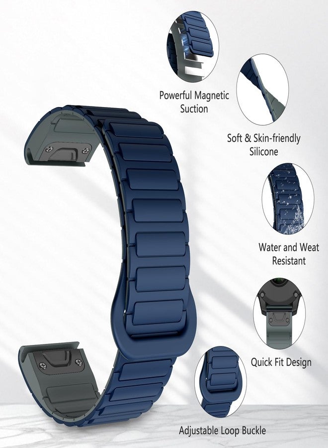 MYSNBKN 26mm Quick Fit Silicone Magnetic Strap for Fenix 8 51mm/Epix Pro 51mm/Fenix 7X/Fenix 7X Pro/Fenix 6X/Fenix 6X Pro/Fenix 5X/Fenix 5X Plus/Fenix 3/Fenix 3 HR, Soft Silicone Replacement Strap - Image 3