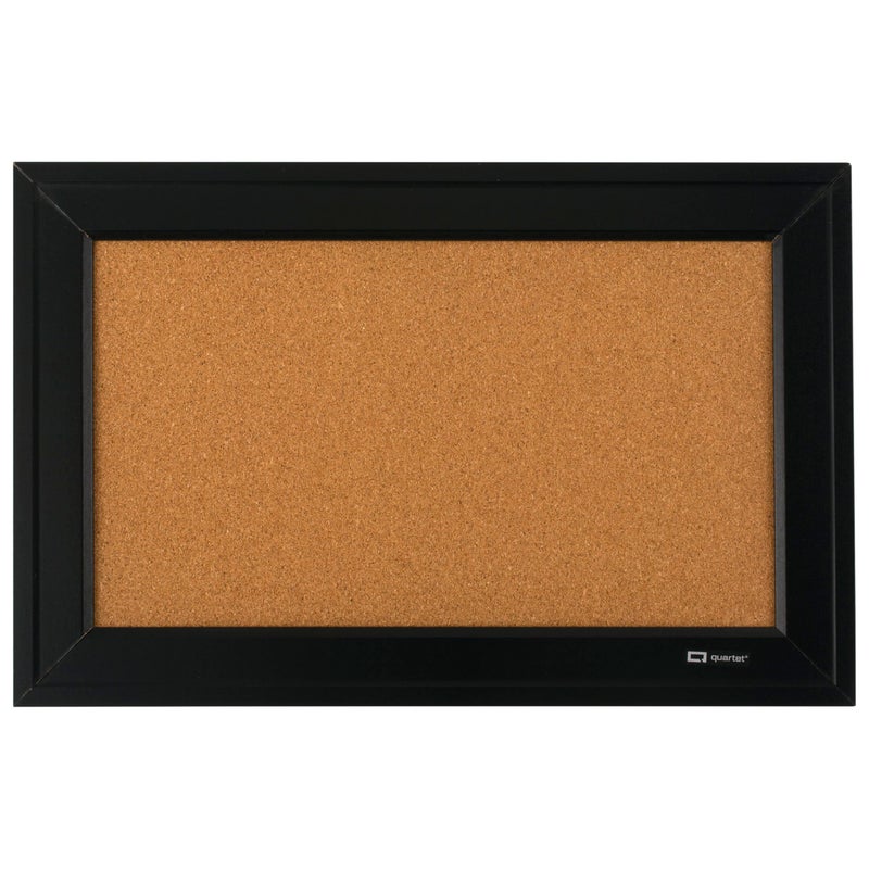 Quartet Cork Bulletin Board, Framed Corkboard, 11â€ x 17â€, Black Frame, Message Board (79279) - Image 1