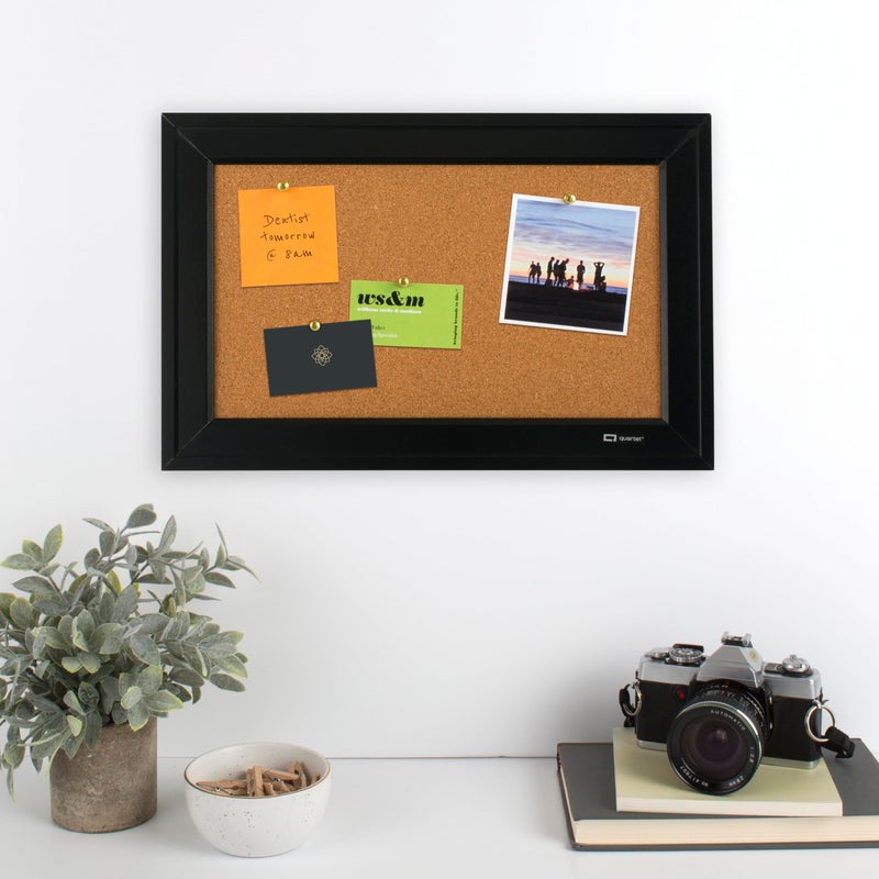 Quartet Cork Bulletin Board, Framed Corkboard, 11â€ x 17â€, Black Frame, Message Board (79279) - Image 2