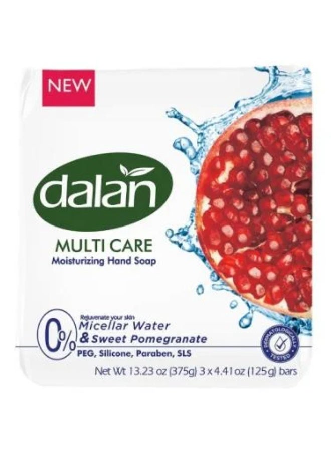 صابون اليدين مالتي كير بماء ميسيلار والرمان الحلو من دالان – 3 × 125 جرام