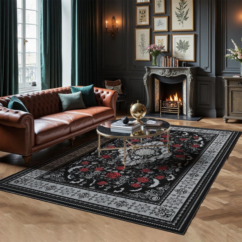 Nayoroom Dark Academia Gothic Area Rug, Soft Machine Washable 8x10 Rug, Non-Slip, Non-Shedding, Durable and Easy-Care, Perfect for Living Room, Bedroom, Dining Room. - Image 1