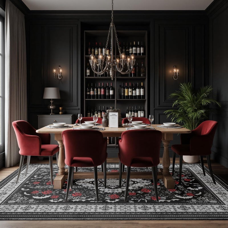 Nayoroom Dark Academia Gothic Area Rug, Soft Machine Washable 8x10 Rug, Non-Slip, Non-Shedding, Durable and Easy-Care, Perfect for Living Room, Bedroom, Dining Room. - Image 2