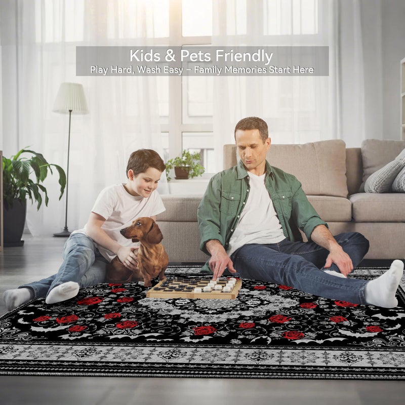 Nayoroom Dark Academia Gothic Area Rug, Soft Machine Washable 8x10 Rug, Non-Slip, Non-Shedding, Durable and Easy-Care, Perfect for Living Room, Bedroom, Dining Room. - Image 4