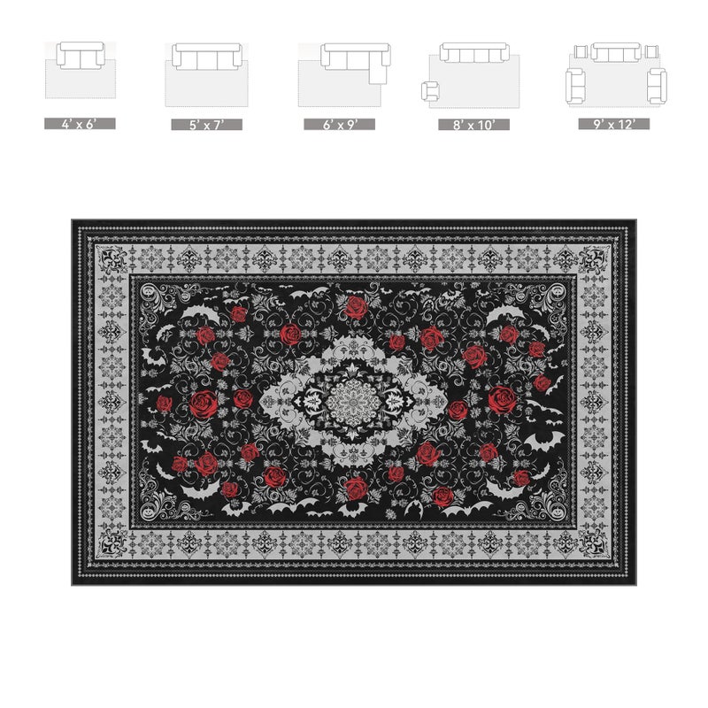 Nayoroom Dark Academia Gothic Area Rug, Soft Machine Washable 8x10 Rug, Non-Slip, Non-Shedding, Durable and Easy-Care, Perfect for Living Room, Bedroom, Dining Room. - Image 5