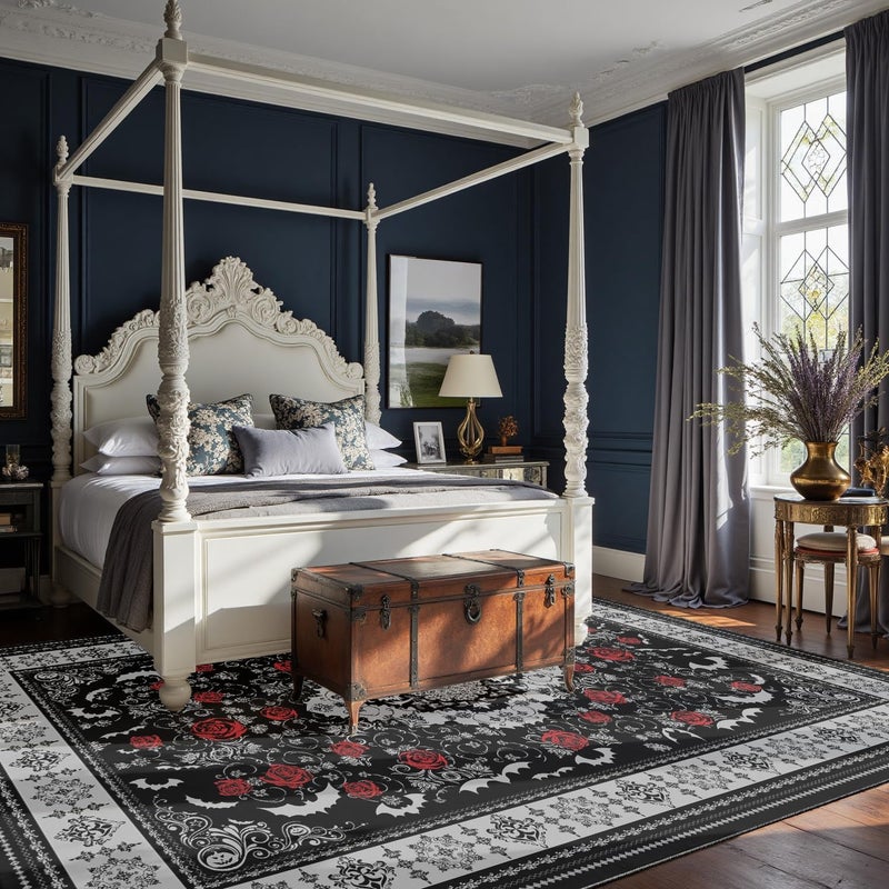 Nayoroom Dark Academia Gothic Area Rug, Soft Machine Washable 8x10 Rug, Non-Slip, Non-Shedding, Durable and Easy-Care, Perfect for Living Room, Bedroom, Dining Room. - Image 3