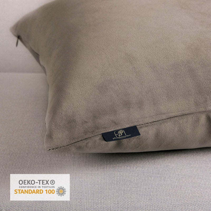 Phantoscope Pack of 2 Velvet Decorative Throw Decorative Pillow Cover Soft Solid Square Cushion Case for Couch Taupe 22 x 22 inches 55 x 55 cm - Image 3