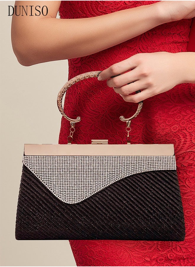 DUNISO - Women Shiny Glitter Evening Clutch Crossbody Bag Envelope Handbag Chain Purse for Wedding Formal Cocktail Party - Image 1