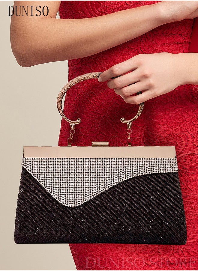 DUNISO - Women Shiny Glitter Evening Clutch Crossbody Bag Envelope Handbag Chain Purse for Wedding Formal Cocktail Party - Image 1