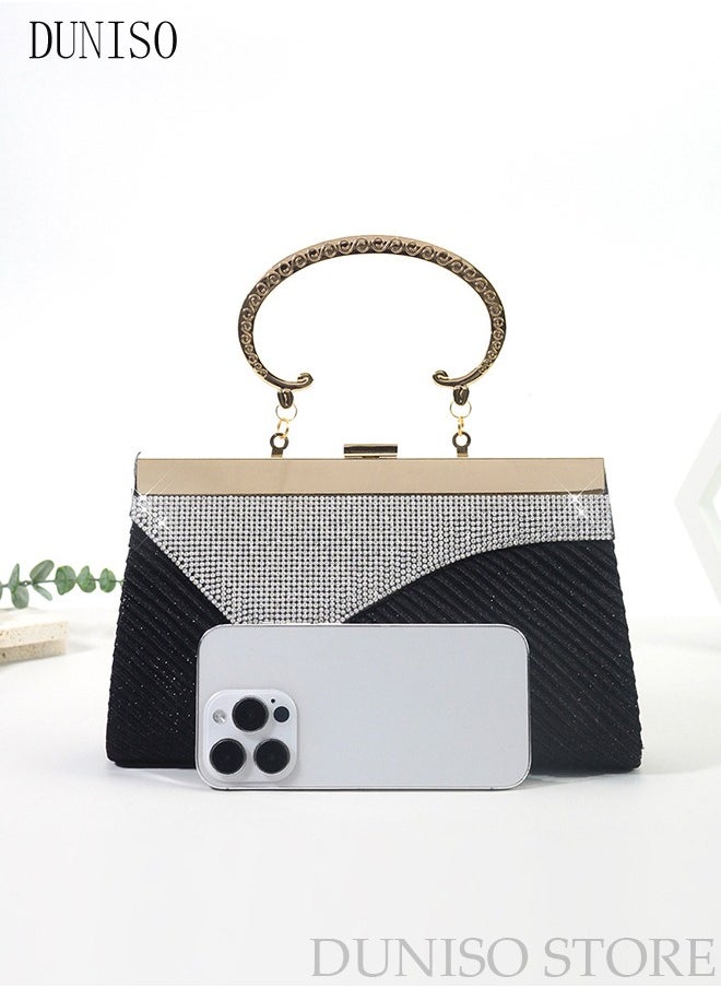 DUNISO - Women Shiny Glitter Evening Clutch Crossbody Bag Envelope Handbag Chain Purse for Wedding Formal Cocktail Party - Image 1