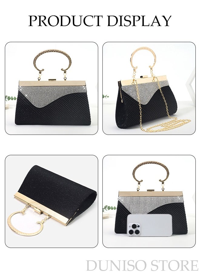 DUNISO - Women Shiny Glitter Evening Clutch Crossbody Bag Envelope Handbag Chain Purse for Wedding Formal Cocktail Party - Image 1