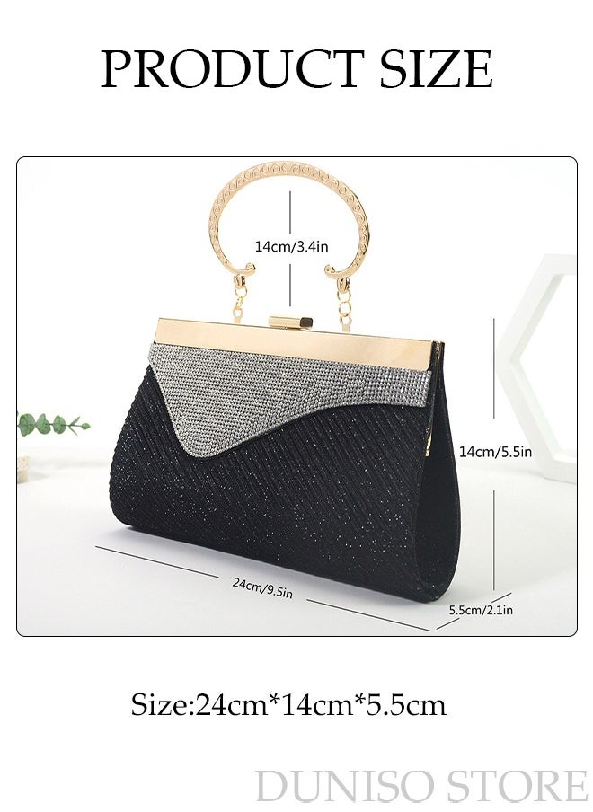 DUNISO - Women Shiny Glitter Evening Clutch Crossbody Bag Envelope Handbag Chain Purse for Wedding Formal Cocktail Party - Image 1