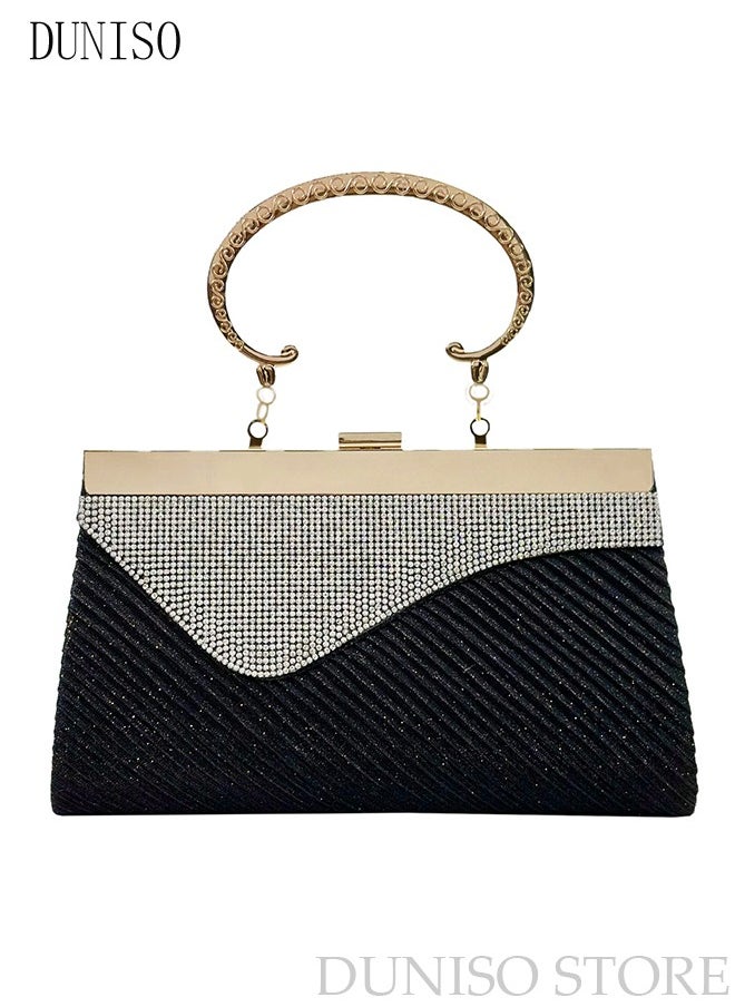 DUNISO - Women Shiny Glitter Evening Clutch Crossbody Bag Envelope Handbag Chain Purse for Wedding Formal Cocktail Party - Image 1