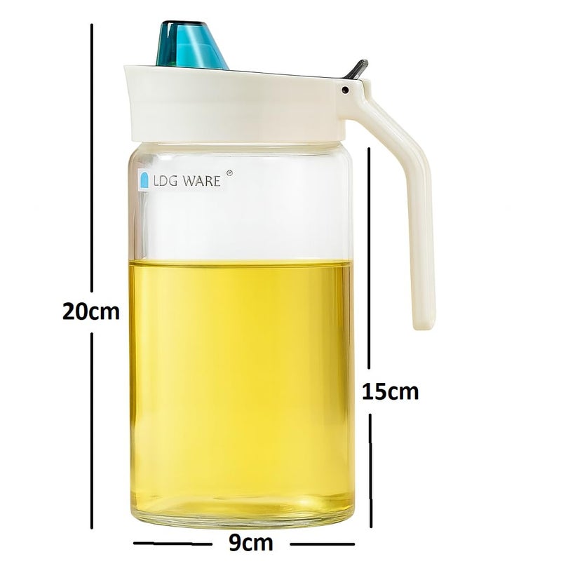 LDG WARE Glass Oil Dispenser Jug with Pouring Lid and Cover, 600 ml, 1 Piece, Clear Transparent Bottle - Image 2