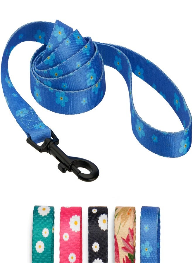 CollarDirect Floral Dog Leash Nylon Pattern Flower Print Adjustable Pet Leashes for Dogs Small Medium Large Puppy (M, Navy Blue) - Image 1