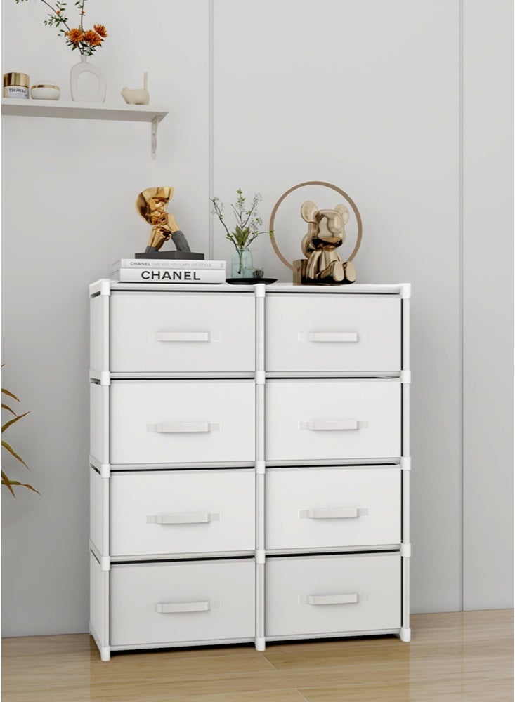 Forthcan 8-Drawer Fabric Dresser, Double-Row 5-Tier Storage Cabinet Organizer for Bedroom & Living Room, Sturdy Steel Frame with Easy-Pull Fabric Bins (White) - Image 2