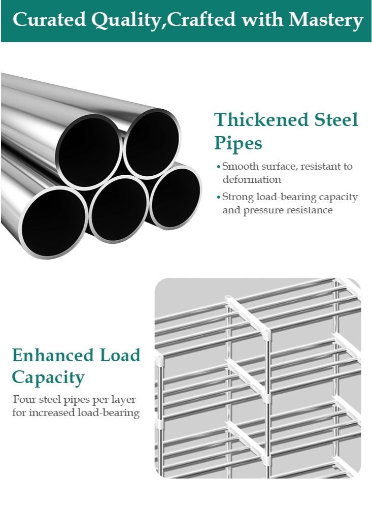 Forthcan 8-Drawer Fabric Dresser, Double-Row 5-Tier Storage Cabinet Organizer for Bedroom & Living Room, Sturdy Steel Frame with Easy-Pull Fabric Bins (White) - Image 5