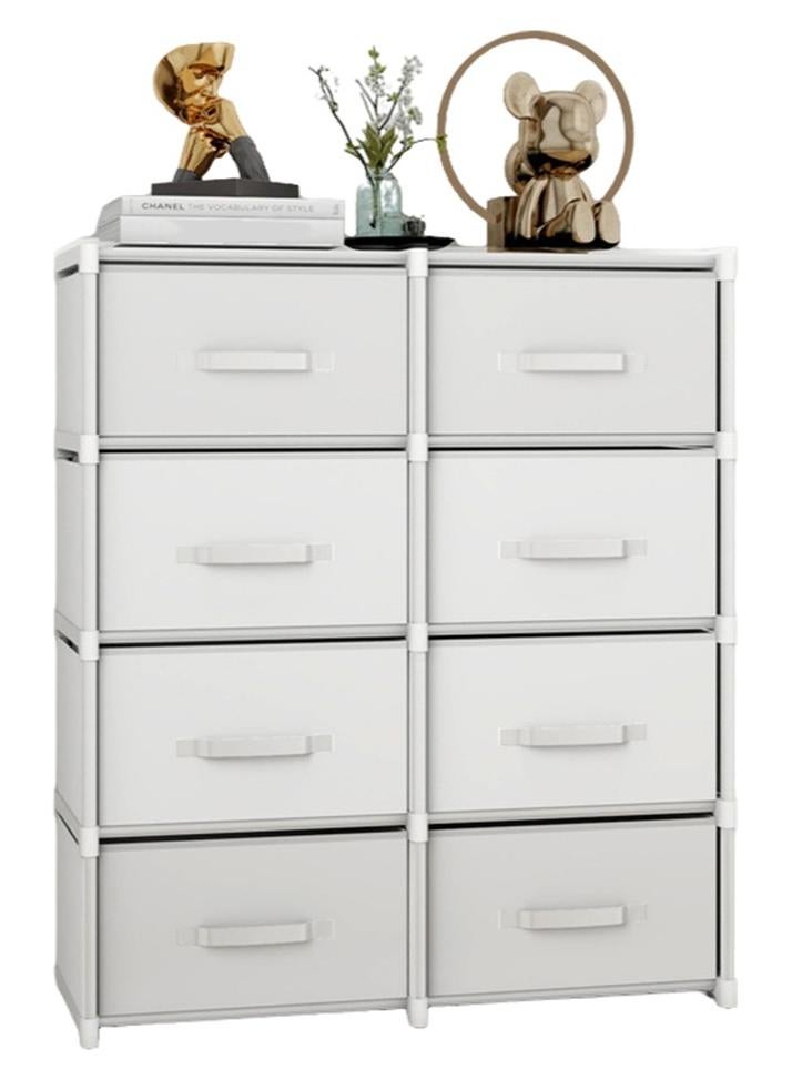 Forthcan 8-Drawer Fabric Dresser, Double-Row 5-Tier Storage Cabinet Organizer for Bedroom & Living Room, Sturdy Steel Frame with Easy-Pull Fabric Bins (White) - Image 1