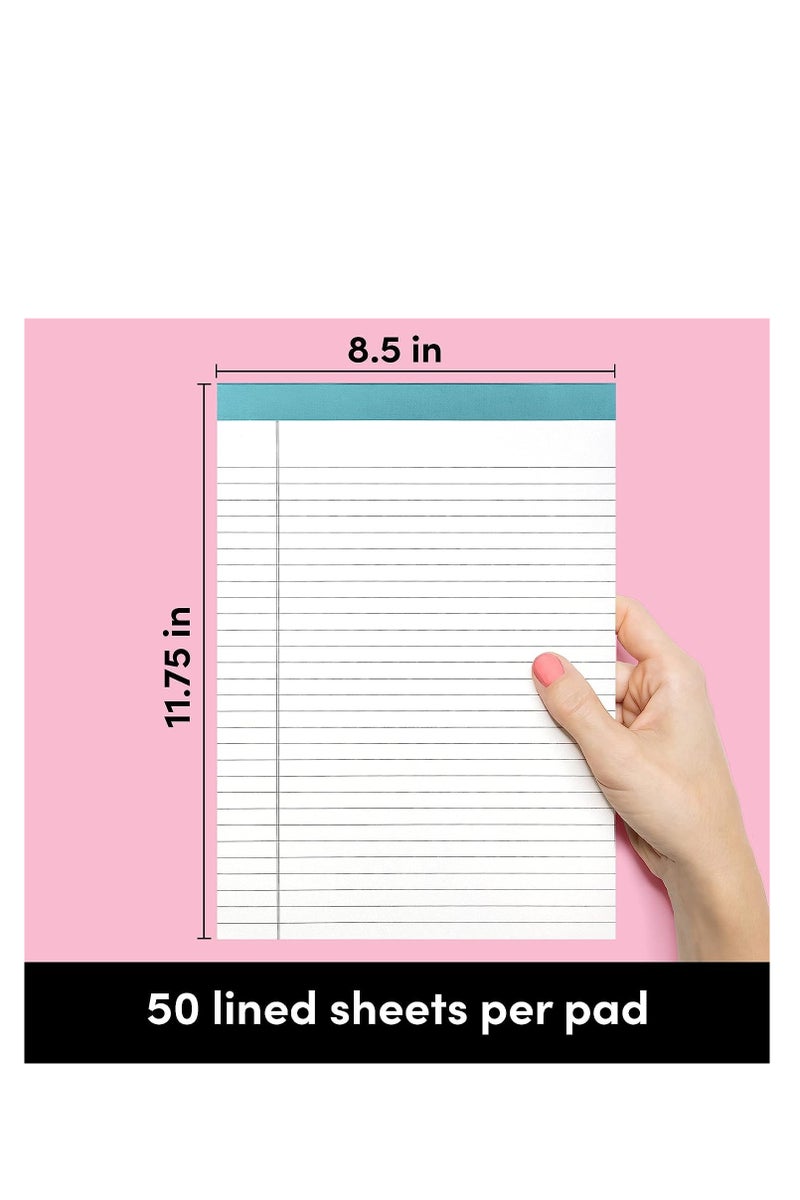 Premify Lined Legal Pads (Rainbow) 6 Pack, 50 Sheets Each, Wide/Legal Ruled, Note Pads, Paper, 8.5 x 11 Inches 80 GSM College Ruled Writing Pads - Image 2