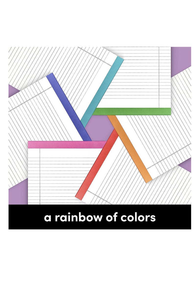 Premify Lined Legal Pads (Rainbow) 6 Pack, 50 Sheets Each, Wide/Legal Ruled, Note Pads, Paper, 8.5 x 11 Inches 80 GSM College Ruled Writing Pads - Image 5