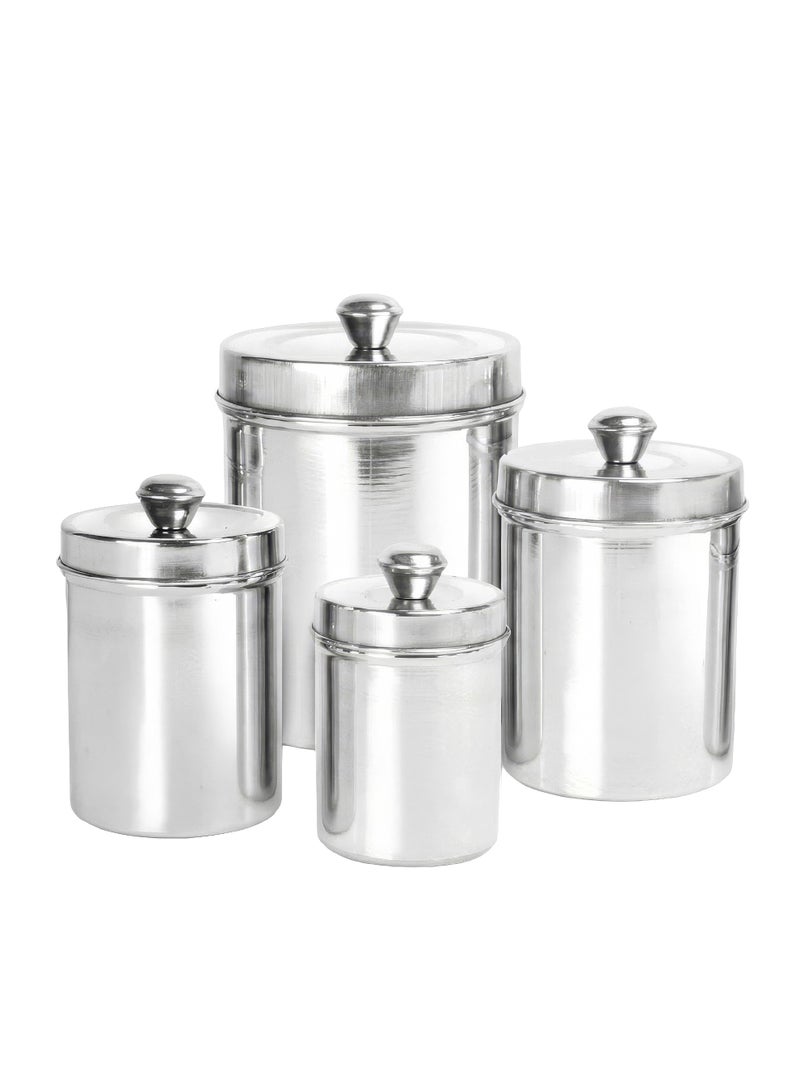 كادي ون طقم علب بهارات ستانلس ستيل بأحجام مختلفة (7-8-9-11) سم مع أغطية محكمة الإغلاق لحفظ التوابل و السكر و المكسرات، علب تخزين المكسرات من 4 قطع تصميم مقاوم للصدأ وسهل التنظيف - Image 2