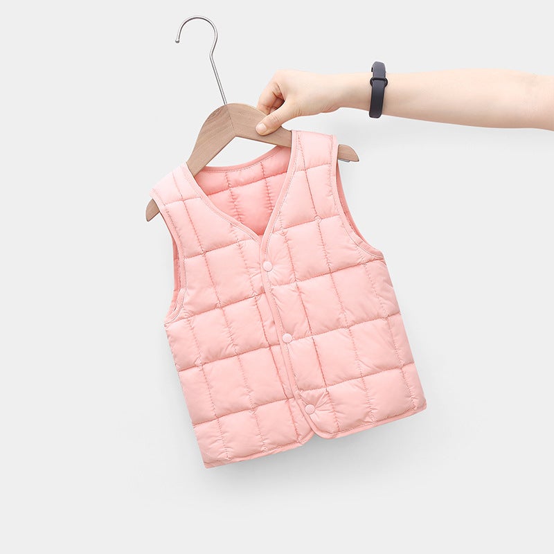 2021 Fall Winter Kids Padded Vest Warm Sleeveless Jacket Pink