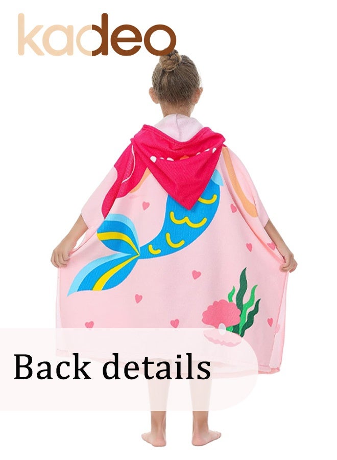 kadeo Wearable Hooded Towel for Kids, Toddlers Bath Pool Beach Swim Poncho Cover-ups, Mermaid Theme Pool Hooded Towel, Beach Towel Poncho for Bath/Pool/Beach Swim Cover 150x75CM - Image 2