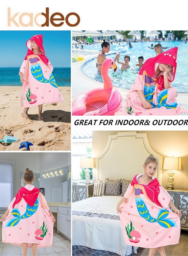 kadeo Wearable Hooded Towel for Kids, Toddlers Bath Pool Beach Swim Poncho Cover-ups, Mermaid Theme Pool Hooded Towel, Beach Towel Poncho for Bath/Pool/Beach Swim Cover 150x75CM - Image 3