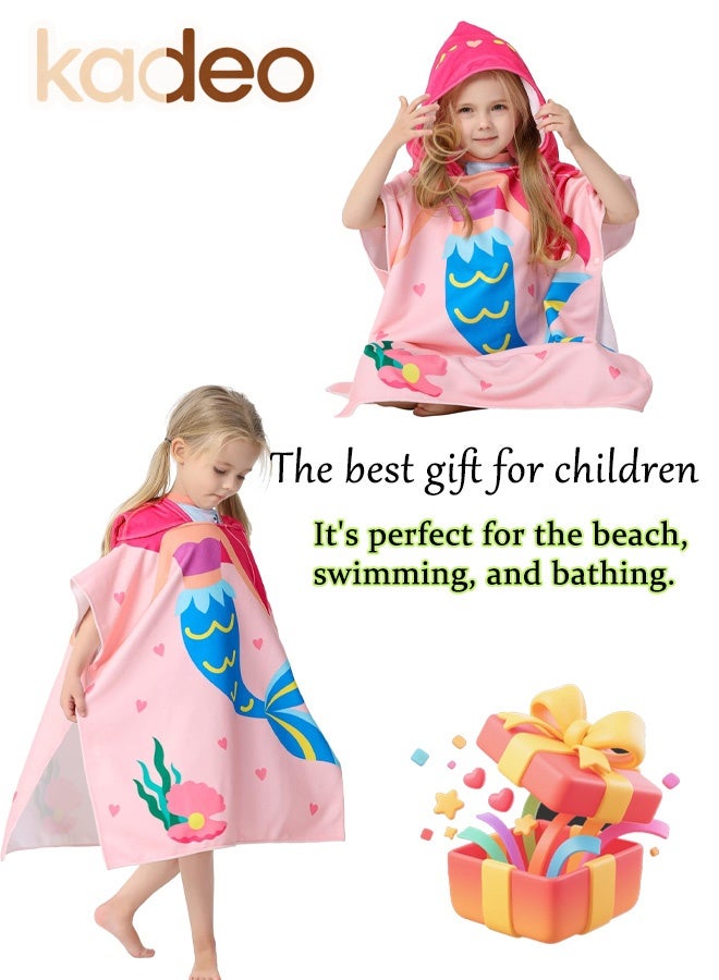 kadeo Wearable Hooded Towel for Kids, Toddlers Bath Pool Beach Swim Poncho Cover-ups, Mermaid Theme Pool Hooded Towel, Beach Towel Poncho for Bath/Pool/Beach Swim Cover 150x75CM - Image 5