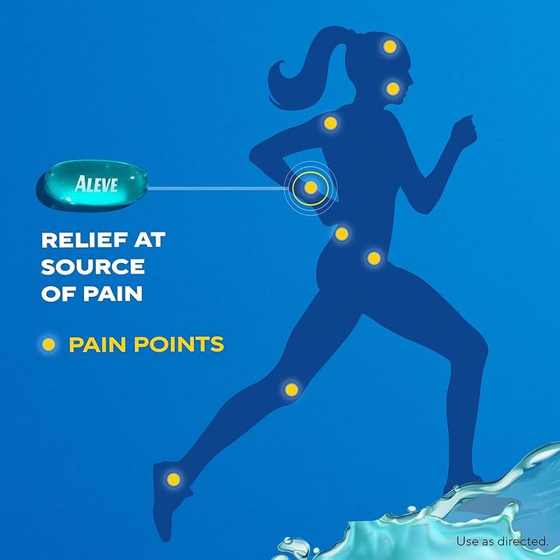 Aleve Liquid Capsules, Naproxen Sodium Capsules 220 mg (NSAID), Pain Reliever/Fever Reducer, Fast Pain Relief, 120 Count - Image 4