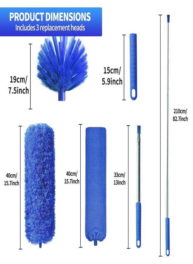 MNWHUC Cobweb Duster with Extension Pole, Washable Cleaning Duster Kit with 3 Duster Heads, Cobweb Duster, Corner Brush, Gap Dust Cleaner, Telescoping Pole for Ceiling Fan, Long Duster for high Ceilings - Image 3